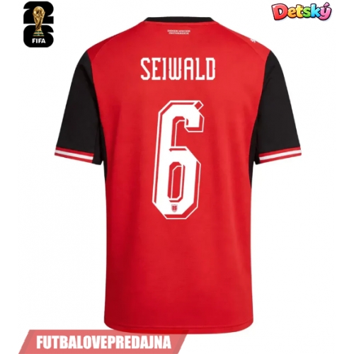 Lacne Dětský Futbalové dres Rakúsko Nicolas Seiwald #6 MS 2026 Krátky Rukáv - Domáci (+ trenírky)